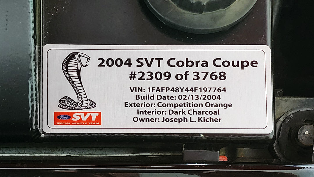 Customized Vehicle Data Plates