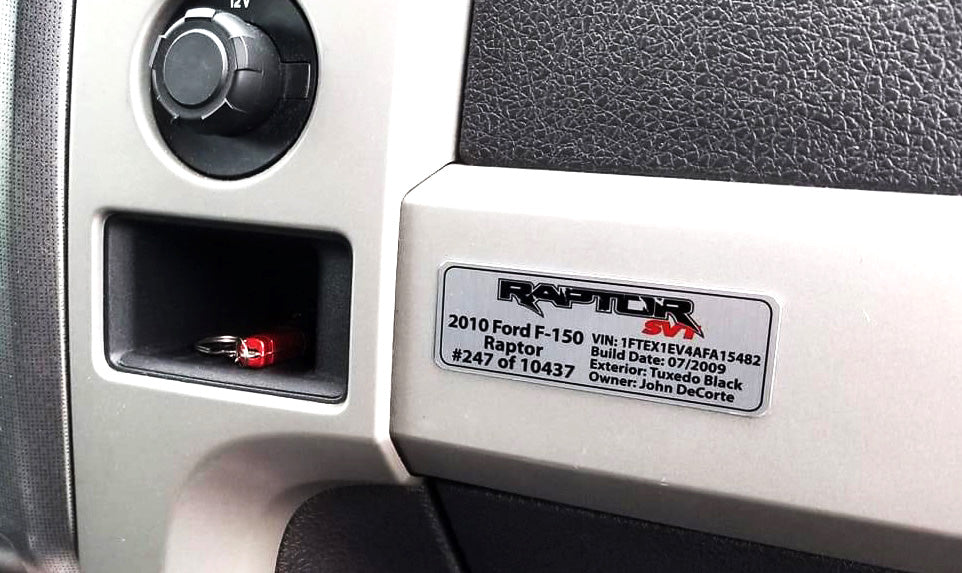 Customized Vehicle Data Plates