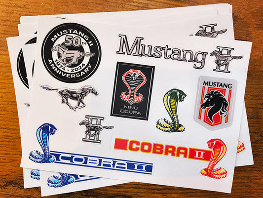 Mustang II Multi-Logo Sticker Sheet - set of 2