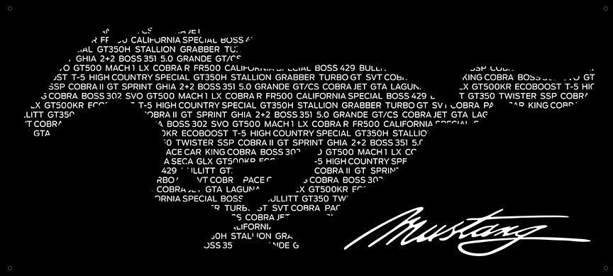Mustang Model Names Banner 36" x 16"