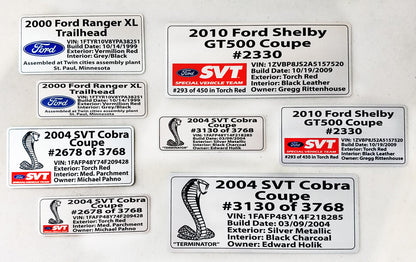 Customized Vehicle Data Plates