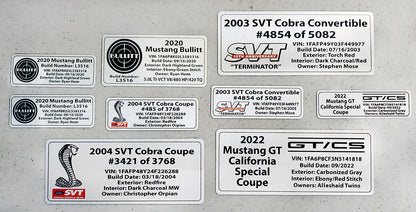Customized Vehicle Data Plates