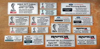 Customized Vehicle Data Plates