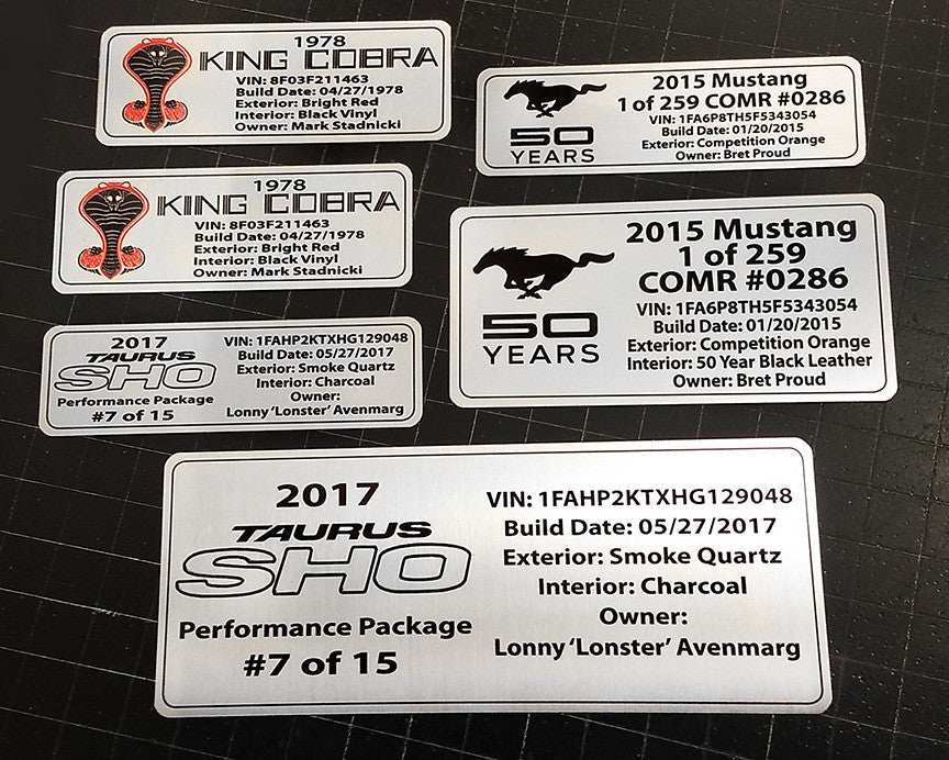 Customized Vehicle Data Plates