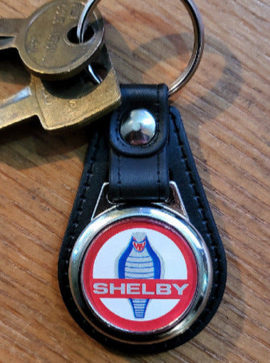 SHELBY SNAKE Red White Blue Leather Keychain