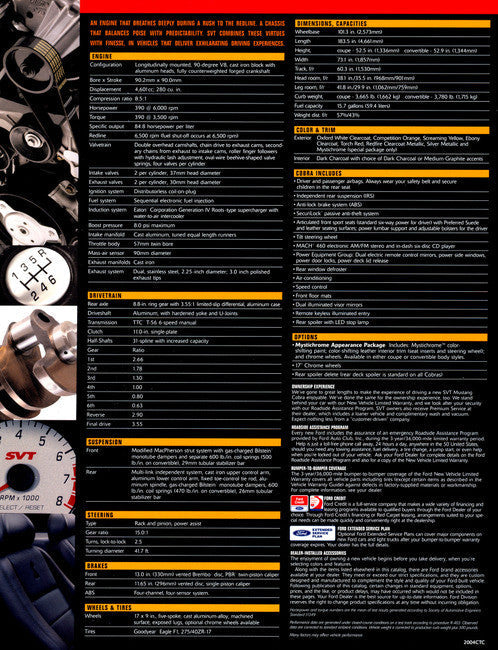 2004 Cobra Terminator Tech Card - Set of 2