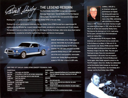 2005 Shelby GT500 Concept Tech Card